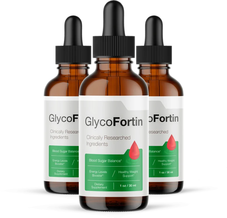 GlycoFortin liquid blood sugar support drops three-bottle package